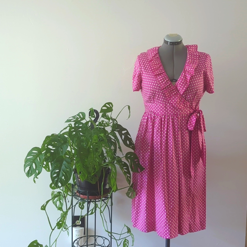 J Crew Pink Silk Wrap Dress